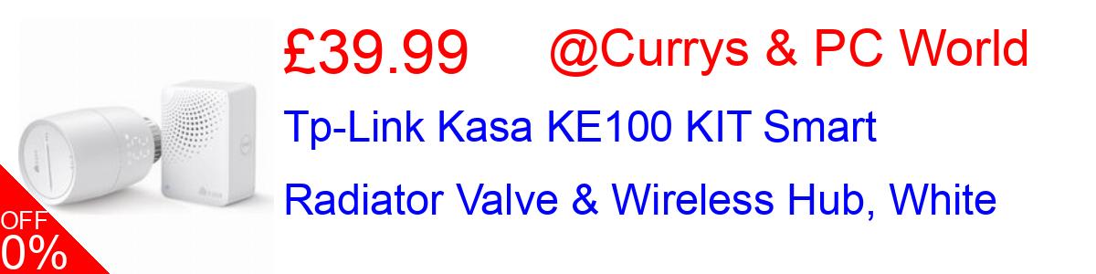 50% OFF, Tp-Link Kasa KE100 KIT Smart Radiator Valve & Wireless Hub, White £39.99@Currys & PC World